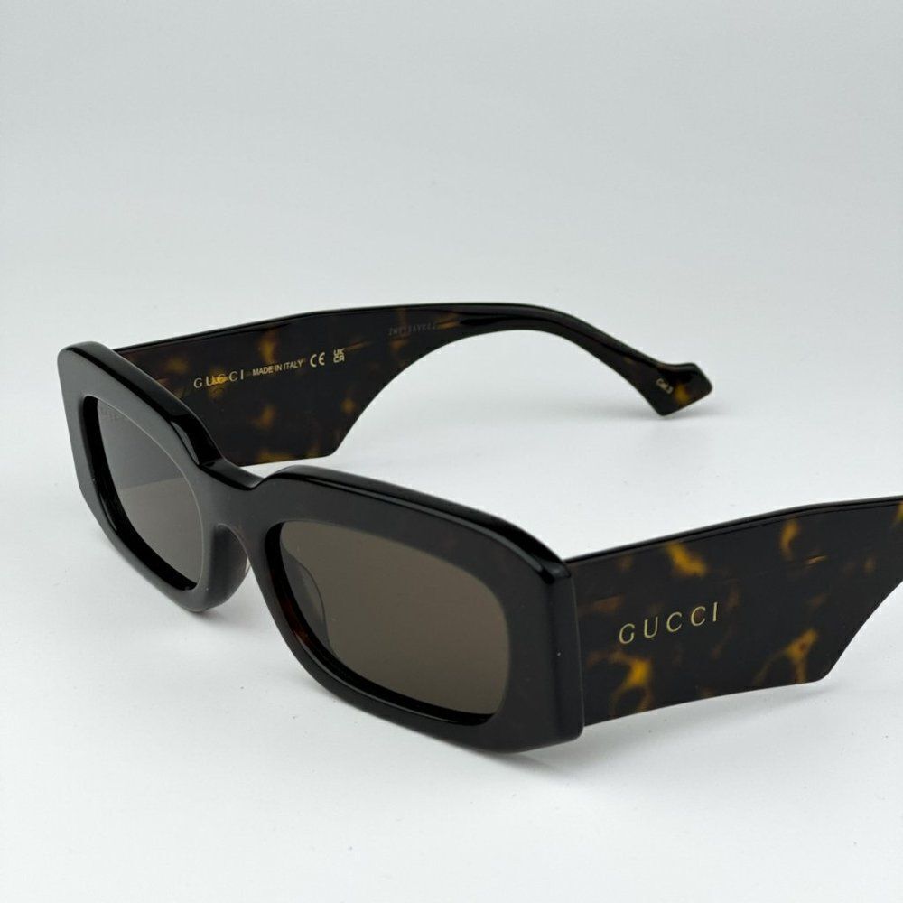 NEW Gucci GG1426S 002 Dark Havana Brown Unisex Rectangle Sunglasses GG 1426s - Picture 7 of 11
